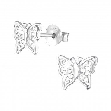 Butterfly - 925 Sterling Silver Simple Stud Earrings SD2349