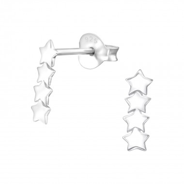 Star - 925 Sterling Silver Simple Stud Earrings SD24773