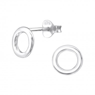Round - 925 Sterling Silver Simple Stud Earrings SD24778