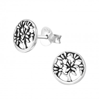 Flower - 925 Sterling Silver Simple Stud Earrings SD24787