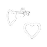 Heart - 925 Sterling Silver Simple Stud Earrings SD26065