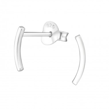 Curved Bar - 925 Sterling Silver Simple Stud Earrings SD26078