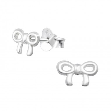 Bow - 925 Sterling Silver Simple Stud Earrings SD26222