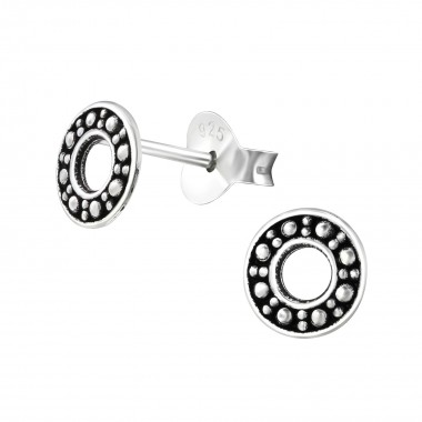 Round - 925 Sterling Silver Simple Stud Earrings SD26225