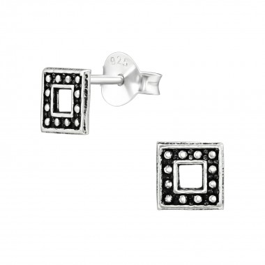 Square - 925 Sterling Silver Simple Stud Earrings SD26240