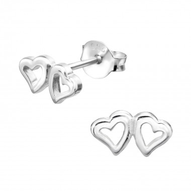 Hearts - 925 Sterling Silver Simple Stud Earrings SD26261