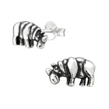 Rhinoceros - 925 Sterling Silver Simple Stud Earrings SD26758