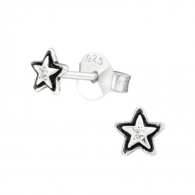 Star - 925 Sterling Silver Simple Stud Earrings SD26787