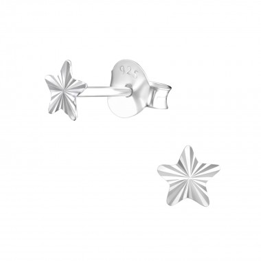 Star - 925 Sterling Silver Simple Stud Earrings SD27287