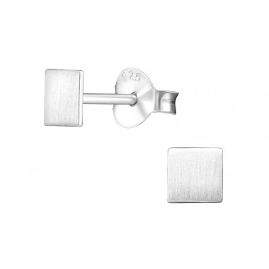 Square - 925 Sterling Silver Simple Stud Earrings SD27392