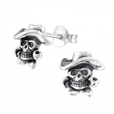 Skull - 925 Sterling Silver Simple Stud Earrings SD27765