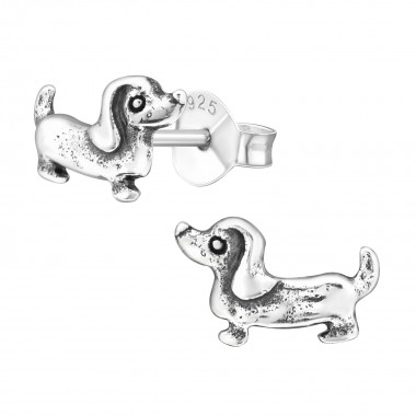 Dog - 925 Sterling Silver Simple Stud Earrings SD27767