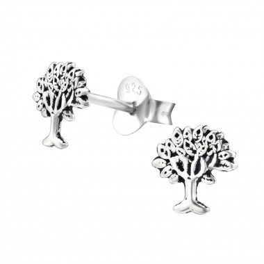 Tree Of Life - 925 Sterling Silver Simple Stud Earrings SD28243