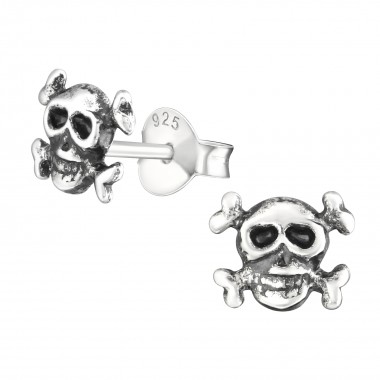 Skull - 925 Sterling Silver Simple Stud Earrings SD28249