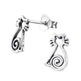 Cat - 925 Sterling Silver Simple Stud Earrings SD28265