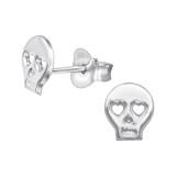 Skull - 925 Sterling Silver Simple Stud Earrings SD28270