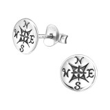 Compass - 925 Sterling Silver Simple Stud Earrings SD29372
