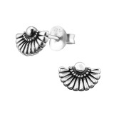 Fan - 925 Sterling Silver Simple Stud Earrings SD29381