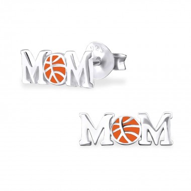 Basketball Mom - 925 Sterling Silver Simple Stud Earrings SD29606