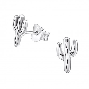 Cactus - 925 Sterling Silver Simple Stud Earrings SD29612