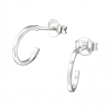 Half Hoop - 925 Sterling Silver Simple Stud Earrings SD30427