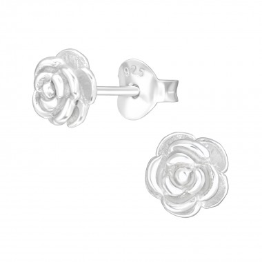 Rose - 925 Sterling Silver Simple Stud Earrings SD30431
