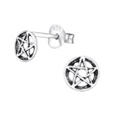 Gothic Star - 925 Sterling Silver Simple Stud Earrings SD30738