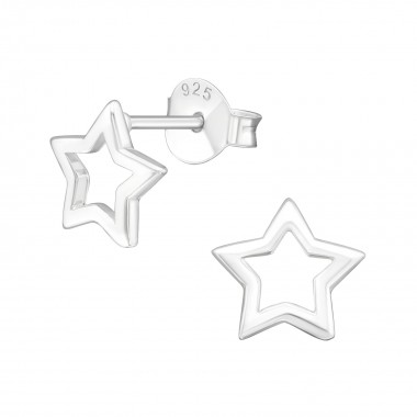 Star - 925 Sterling Silver Simple Stud Earrings SD30930