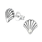 Shell - 925 Sterling Silver Simple Stud Earrings SD30947