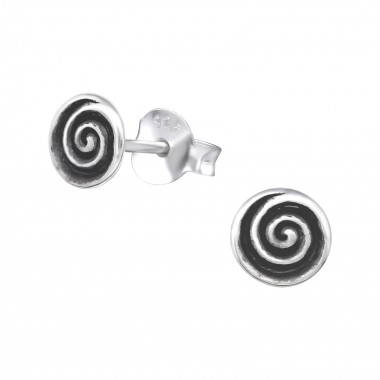 Spiral - 925 Sterling Silver Simple Stud Earrings SD31317