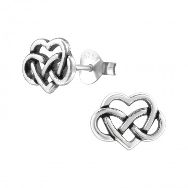 Celtic Heart - 925 Sterling Silver Simple Stud Earrings SD31603