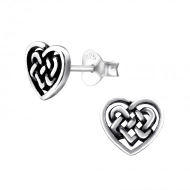 Celtic Heart - 925 Sterling Silver Simple Stud Earrings SD31608