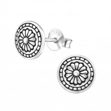 Antique - 925 Sterling Silver Simple Stud Earrings SD31678