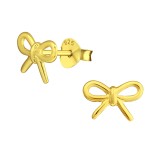 Bow - 925 Sterling Silver Simple Stud Earrings SD31746