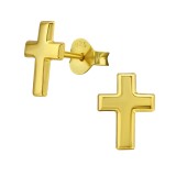 Cross - 925 Sterling Silver Simple Stud Earrings SD31793