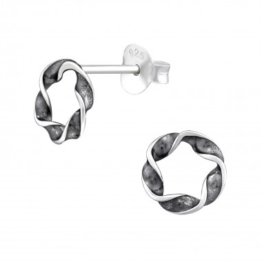 Twisted - 925 Sterling Silver Simple Stud Earrings SD32124