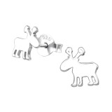 Moose - 925 Sterling Silver Simple Stud Earrings SD32172