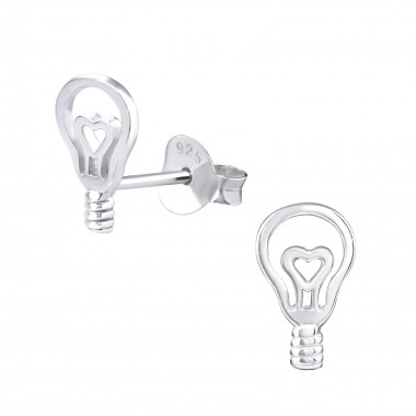 Lamp Bulb - 925 Sterling Silver Simple Stud Earrings SD32187