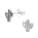 Cactus - 925 Sterling Silver Simple Stud Earrings SD32193