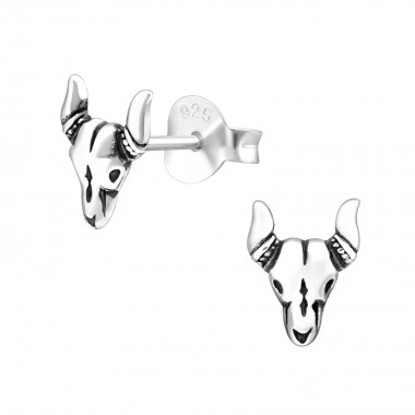 Bull - 925 Sterling Silver Simple Stud Earrings SD32199