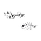 Fishbone - 925 Sterling Silver Simple Stud Earrings SD32408