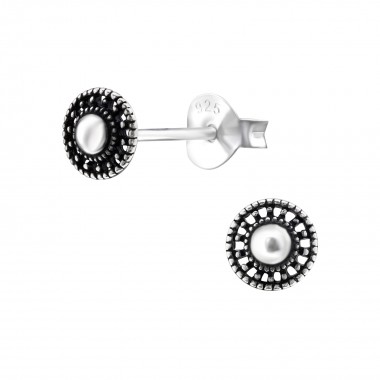 Round - 925 Sterling Silver Simple Stud Earrings SD32468