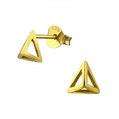 Pyramid - 925 Sterling Silver Simple Stud Earrings SD33400