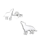 Wolf - 925 Sterling Silver Simple Stud Earrings SD33602