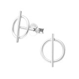 Geometric - 925 Sterling Silver Simple Stud Earrings SD33626
