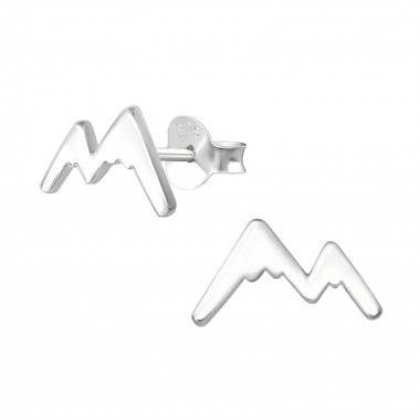 Mountain - 925 Sterling Silver Simple Stud Earrings SD33781