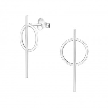 Geomatric - 925 Sterling Silver Simple Stud Earrings SD34360