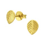 Leaf - 925 Sterling Silver Simple Stud Earrings SD34842