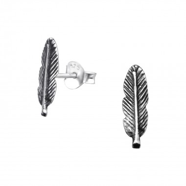 Feather - 925 Sterling Silver Simple Stud Earrings SD35174
