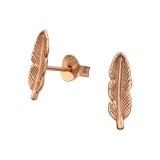 Feather - 925 Sterling Silver Simple Stud Earrings SD35200